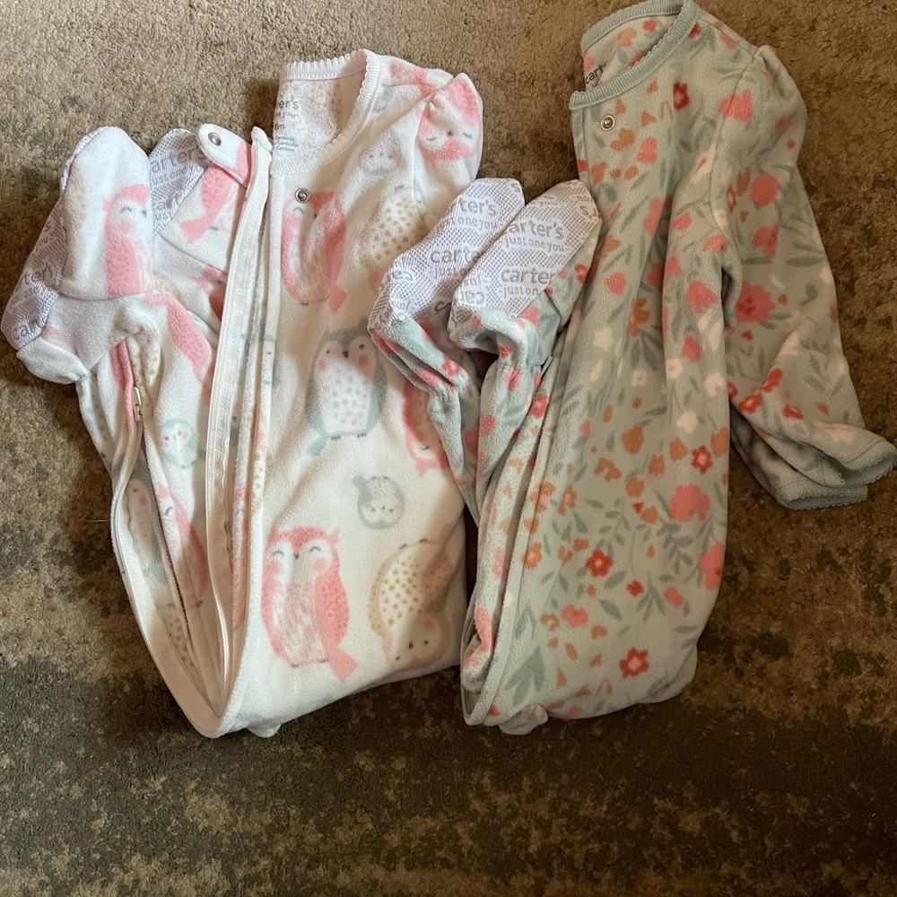 Carter's Cozy Owl and Floral Sleep Sacks - Pink and Mint